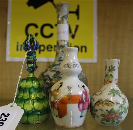 18th Century Canton bottle vase & 3 others